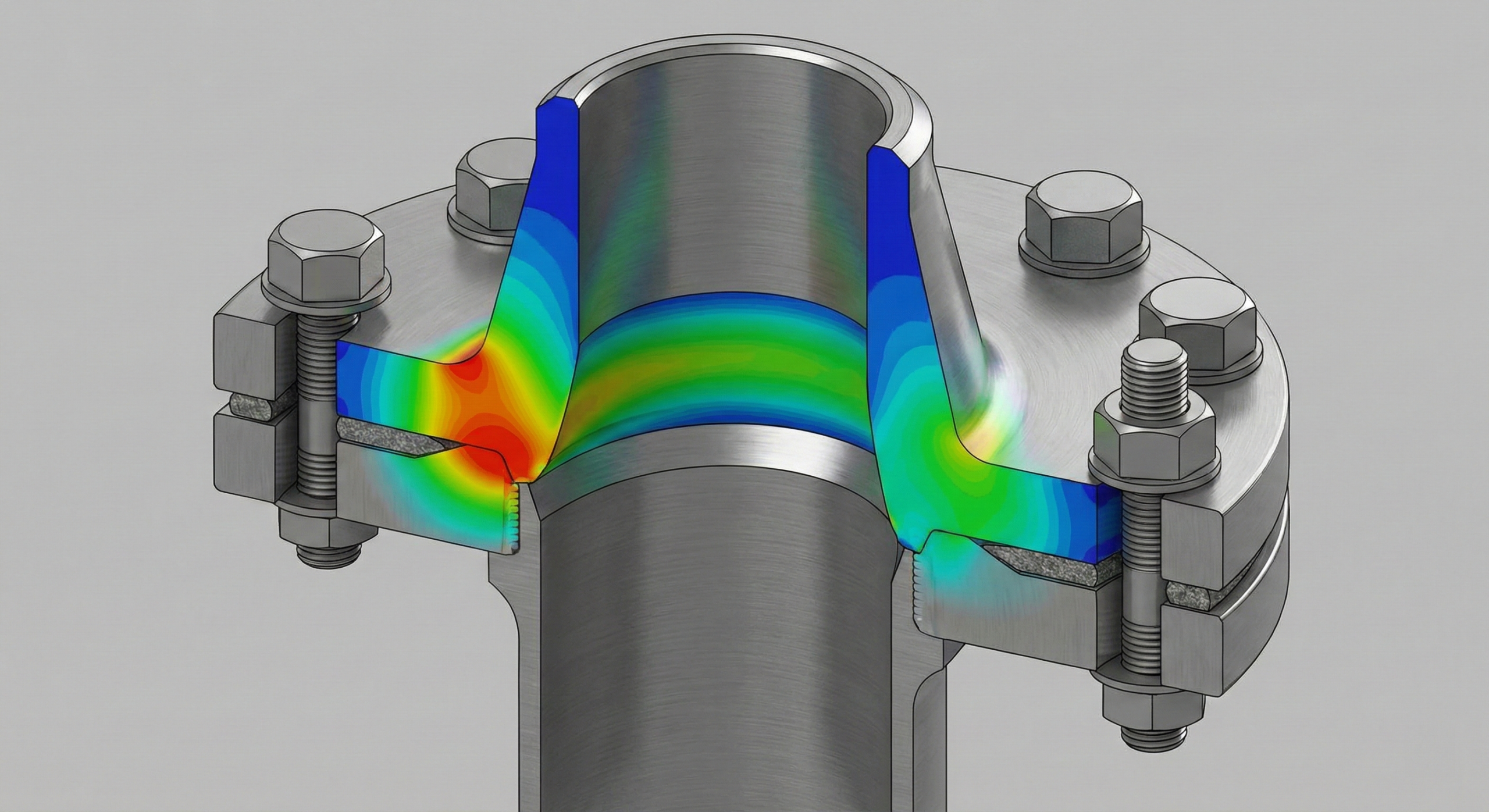 A stainless steel weld neck flange showing its long tapered neck